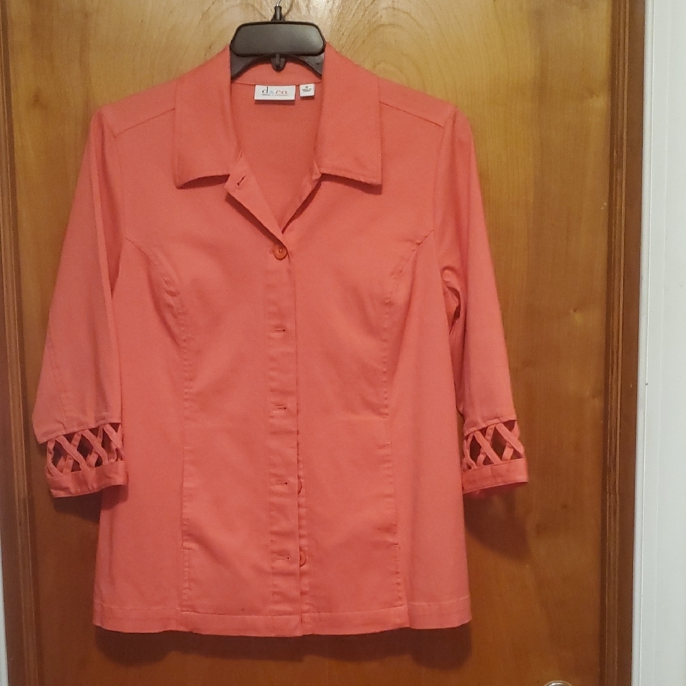 Coral Button-Up Women's Top